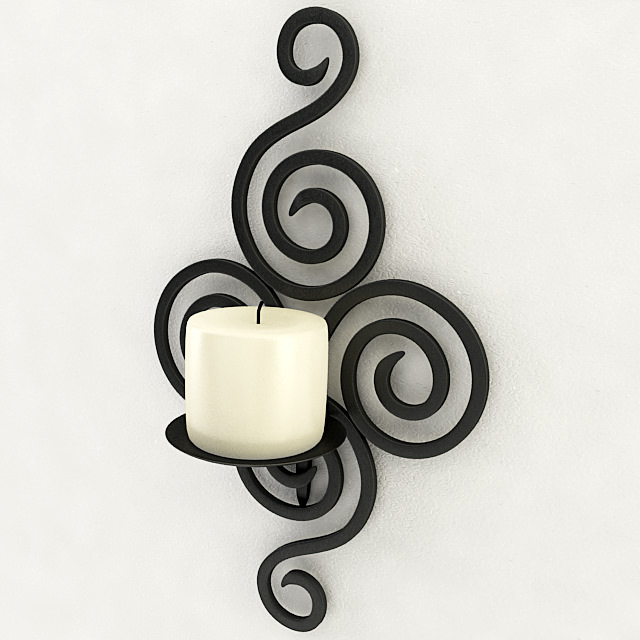 Wallmounted Iron Candle Holder 3D model_3