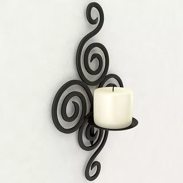 Wallmounted Iron Candle Holder 3D model_0