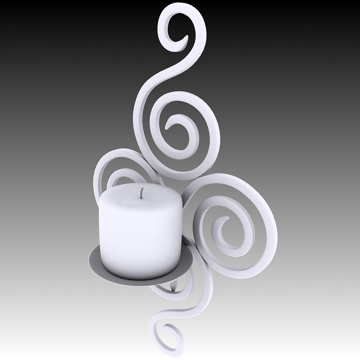 Wallmounted Iron Candle Holder 3D model_4