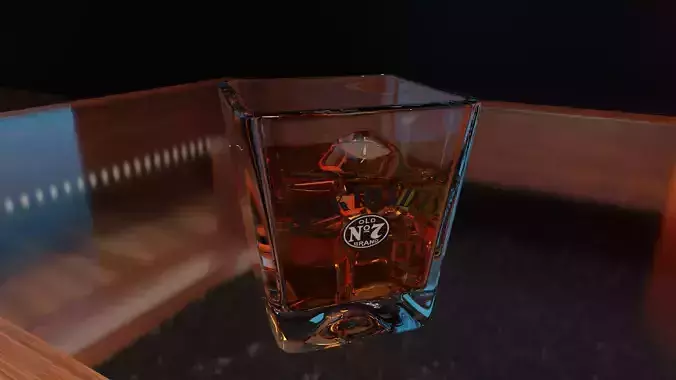 Photorealistic  high-poly glass of whiskey