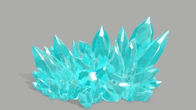 Crystal Set turquoise stone Low-poly 3D model