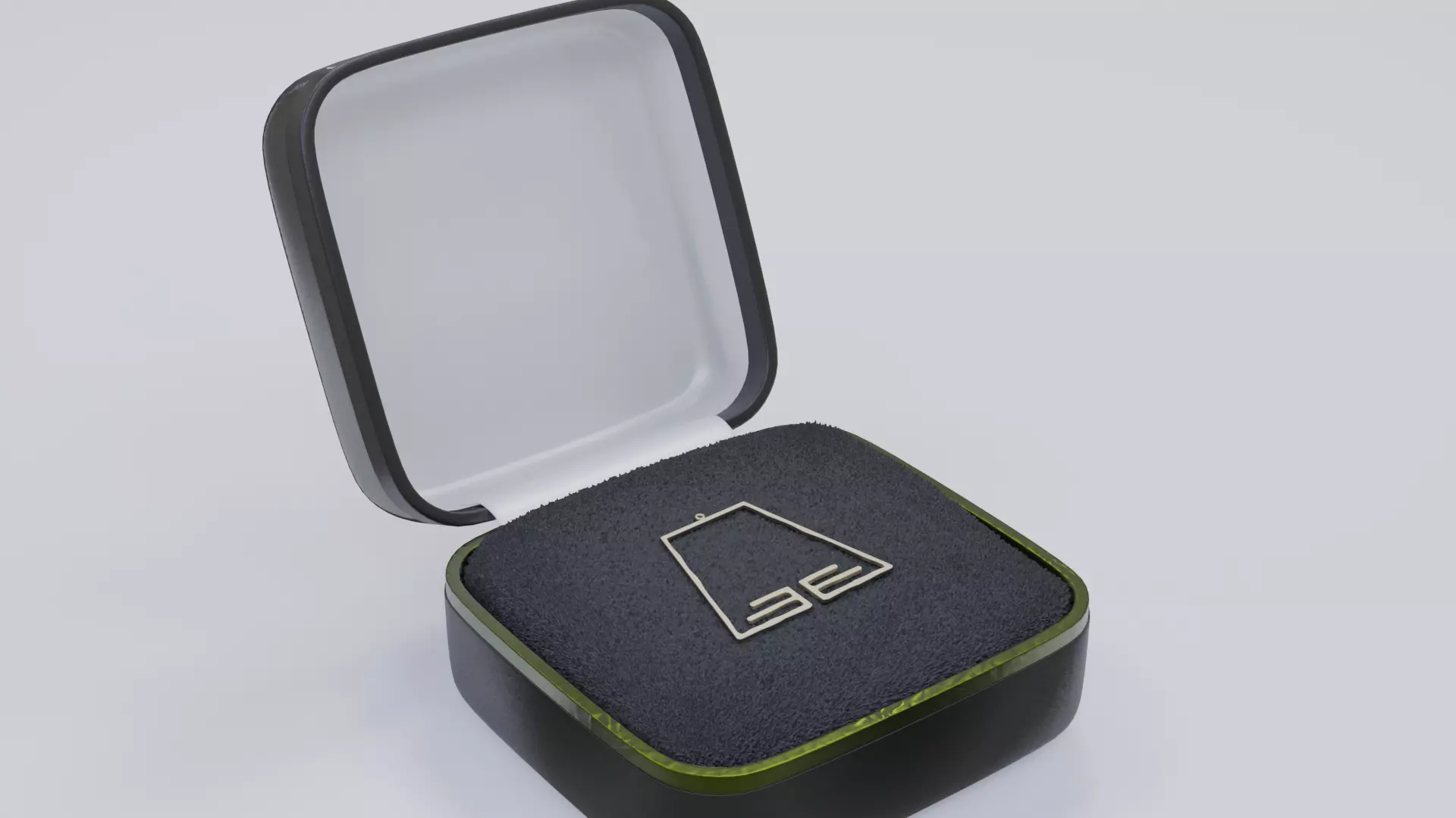E Pendant earring box with logo 3D print model_0