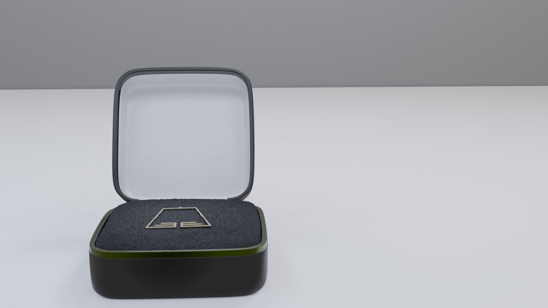 E Pendant earring box with logo 3D print model_1