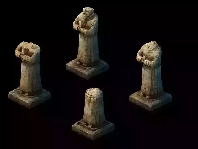 Game model - Broken hero stone carving