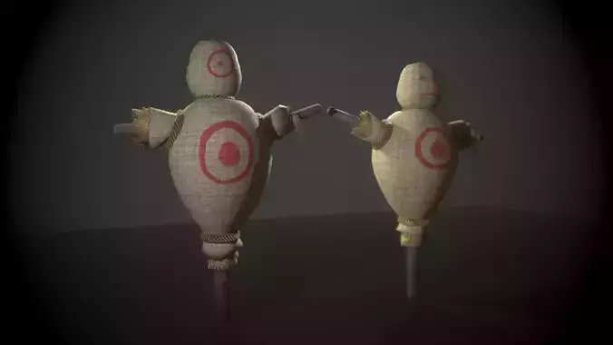 Low Poly Medieval Scarecrow - Training Dummy with textures Low-poly 3D model Low Poly Medieval Scarecrow - Training Dummy with textures Low-poly 3D model