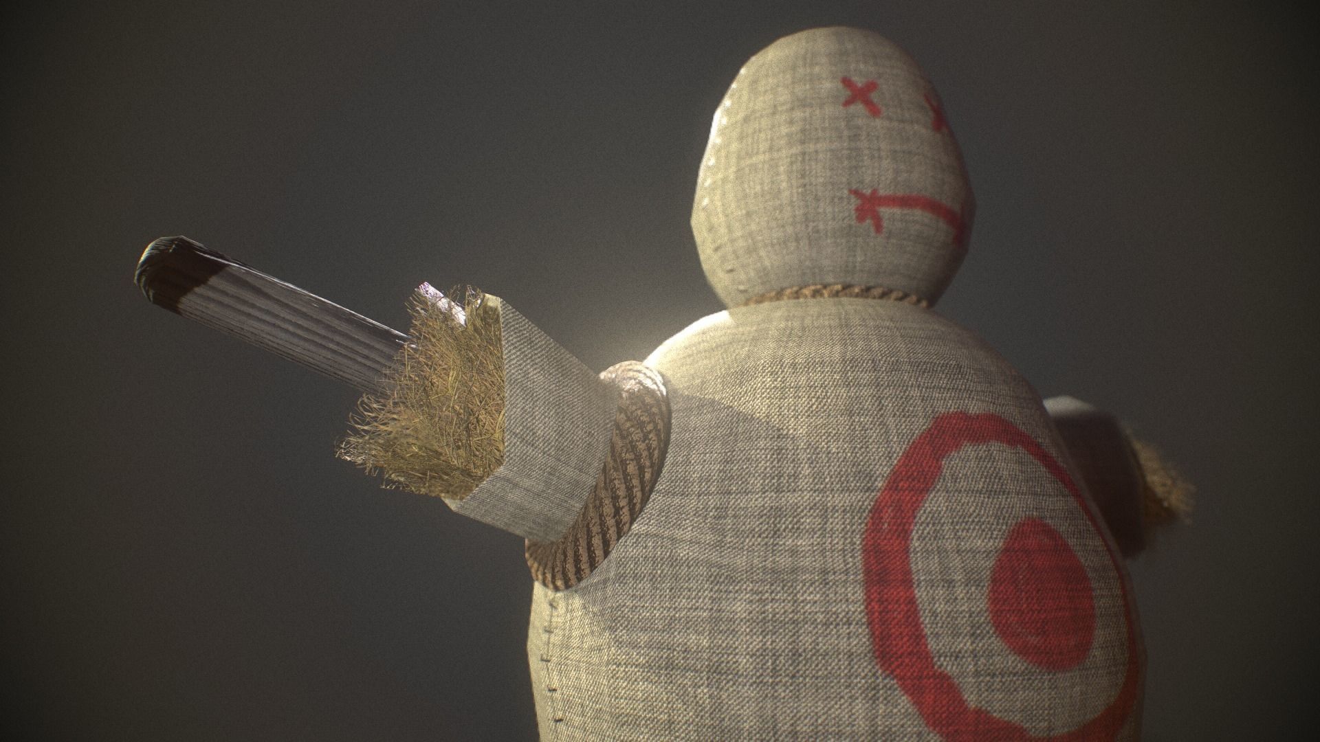 Low Poly Medieval Scarecrow - Training Dummy with textures Low-poly 3D model_4
