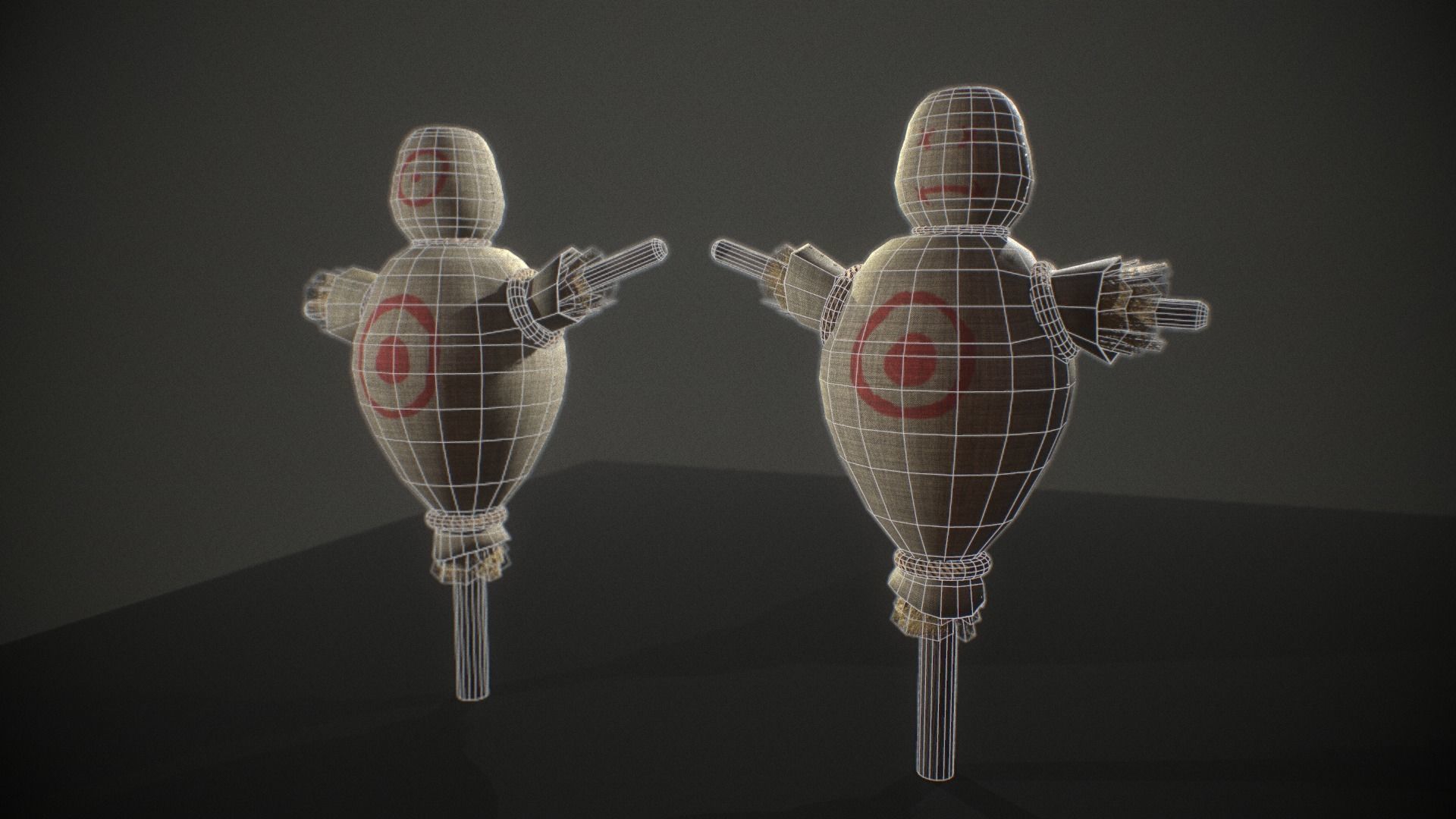 Low Poly Medieval Scarecrow - Training Dummy with textures Low-poly 3D model_2