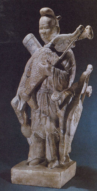 Game model - holding a bow stone statue 3D model_1