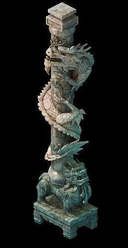 Game Model - Tombstone Dragon Shaped Pillar 01 3D model