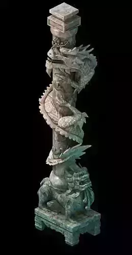 Game Model - Tombstone Dragon Shaped Pillar 01