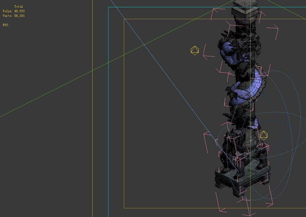 Game Model - Tombstone Dragon Shaped Pillar 01 3D model_2