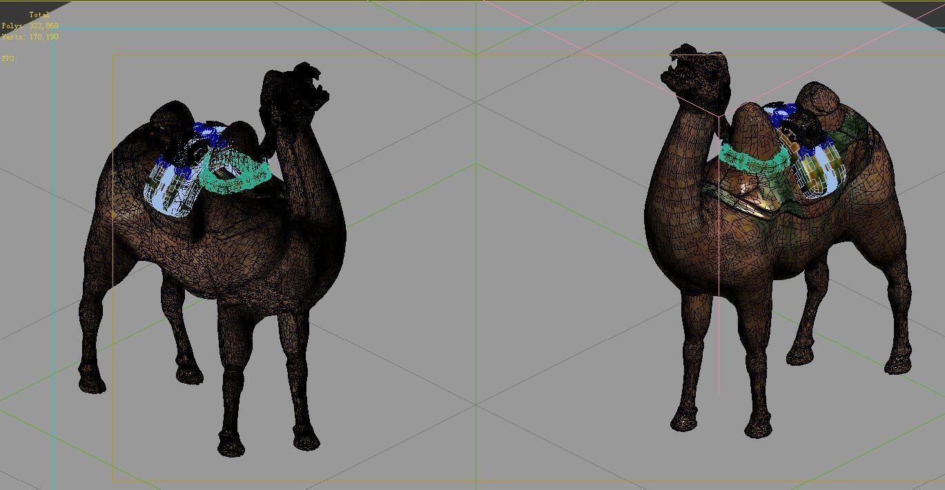 Game Model - Ancient tomb ceramic three - color ca 3D model_2