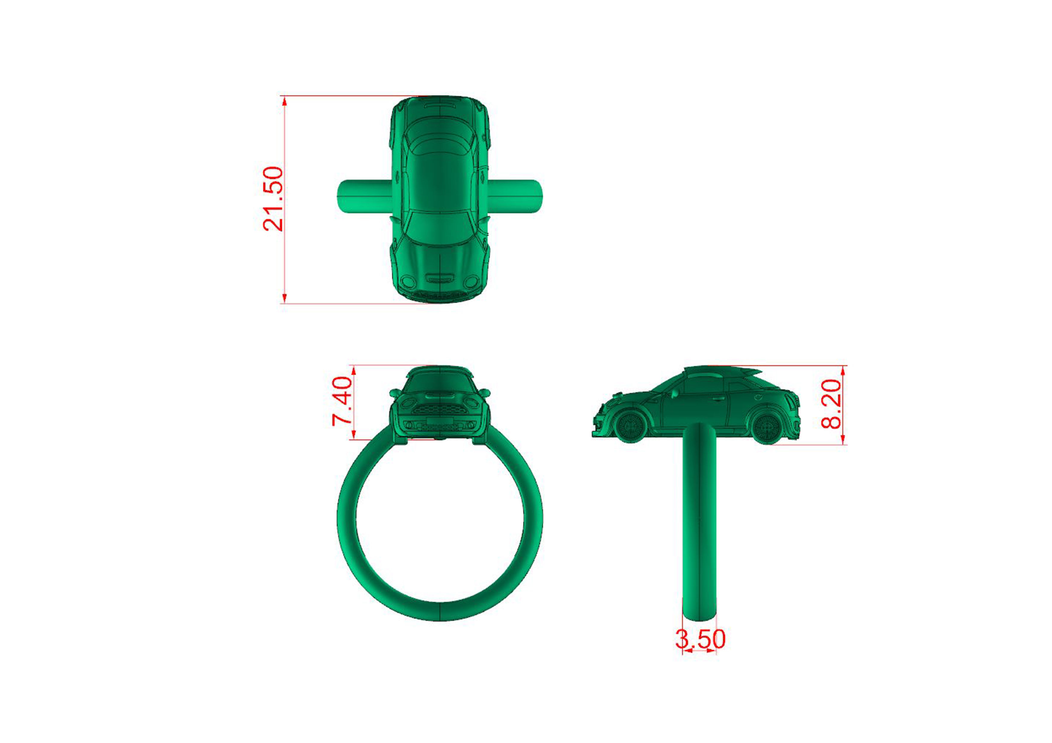 TPR01 Car ring 3D print model 3D print model_4