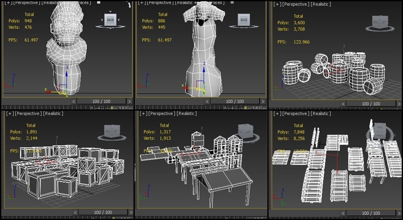 Modular cave kit Low-poly 3D model_7