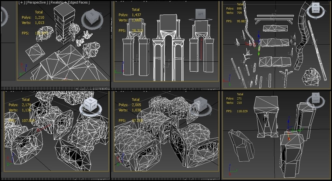 Modular cave kit Low-poly 3D model_9