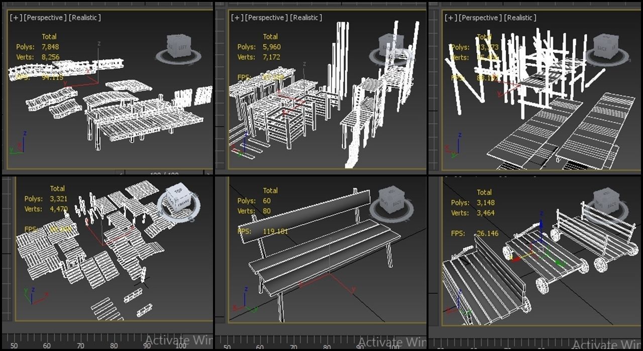 Modular cave kit Low-poly 3D model_5