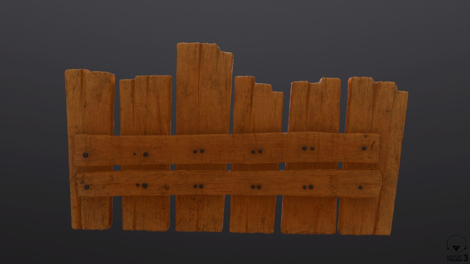fence low poly wooden Low-poly 3D model_2