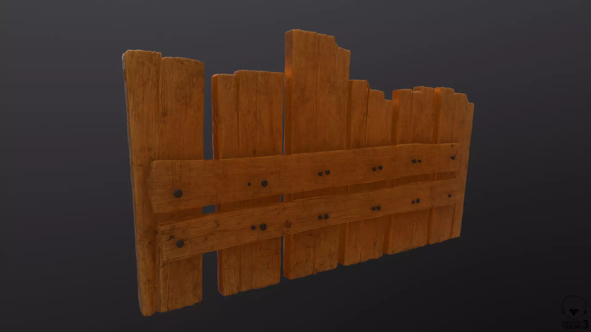 fence low poly wooden Low-poly 3D model_0