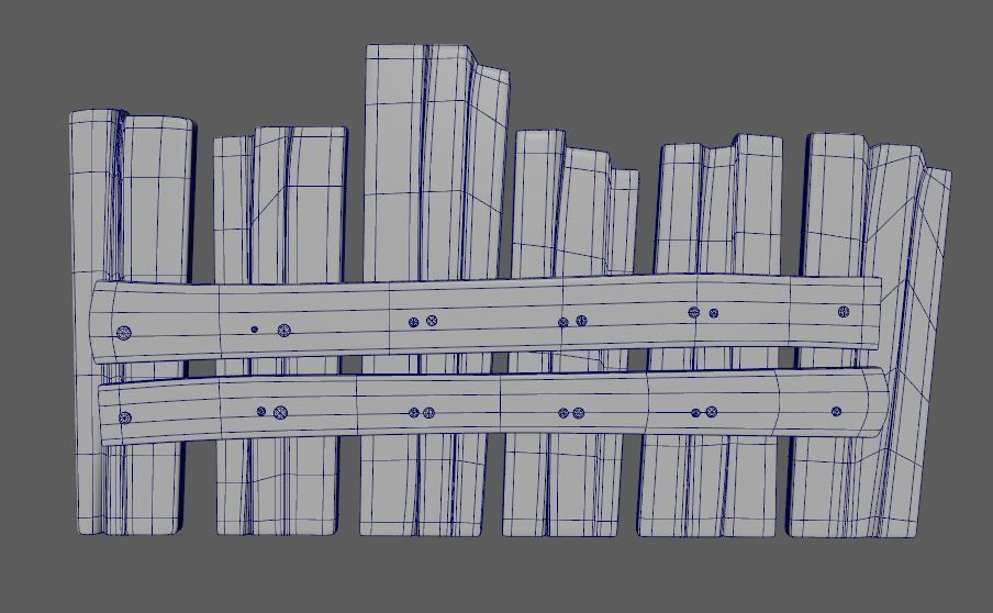 fence low poly wooden Low-poly 3D model_3