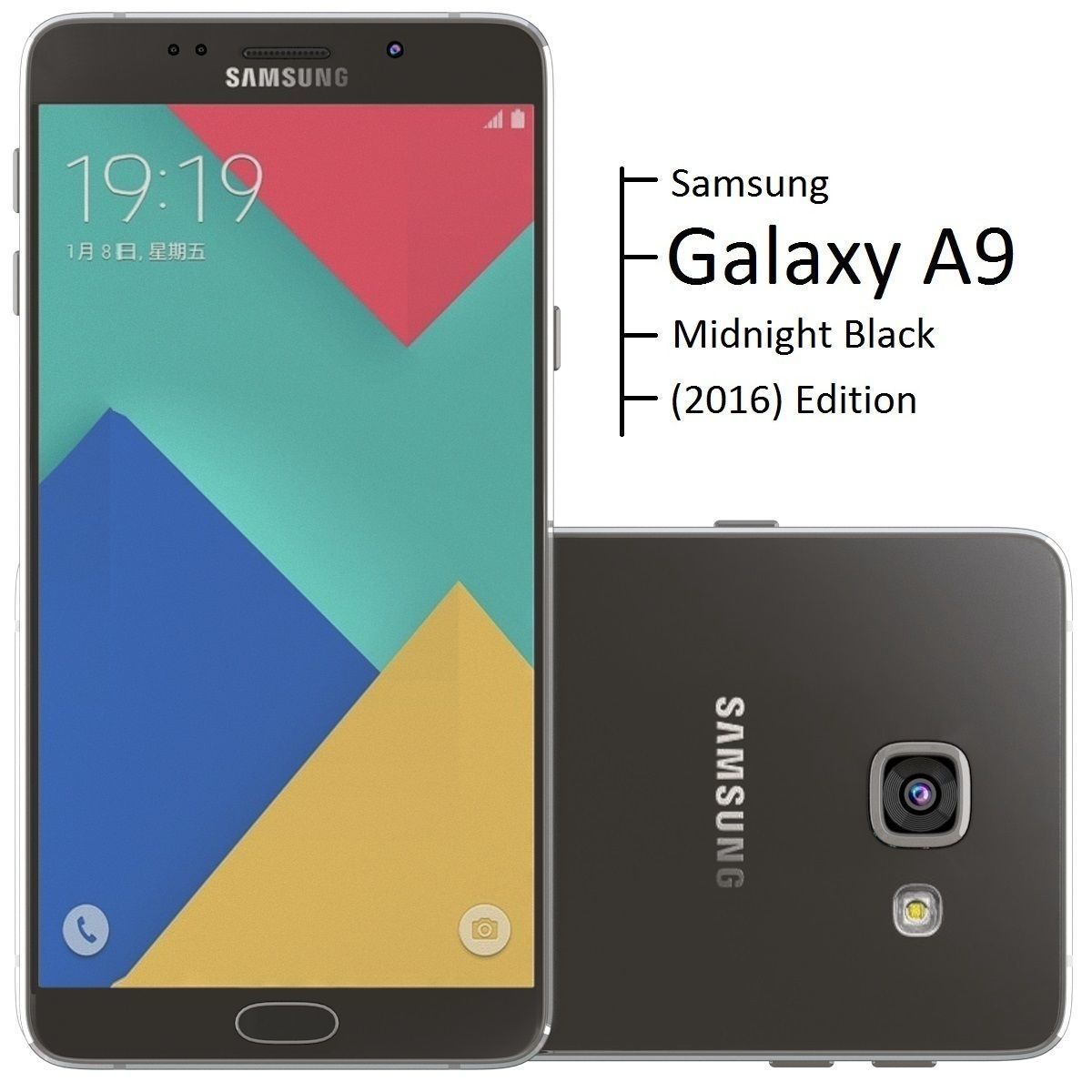 Samsung Galaxy A9 2016 Midnight Black 3D model_1