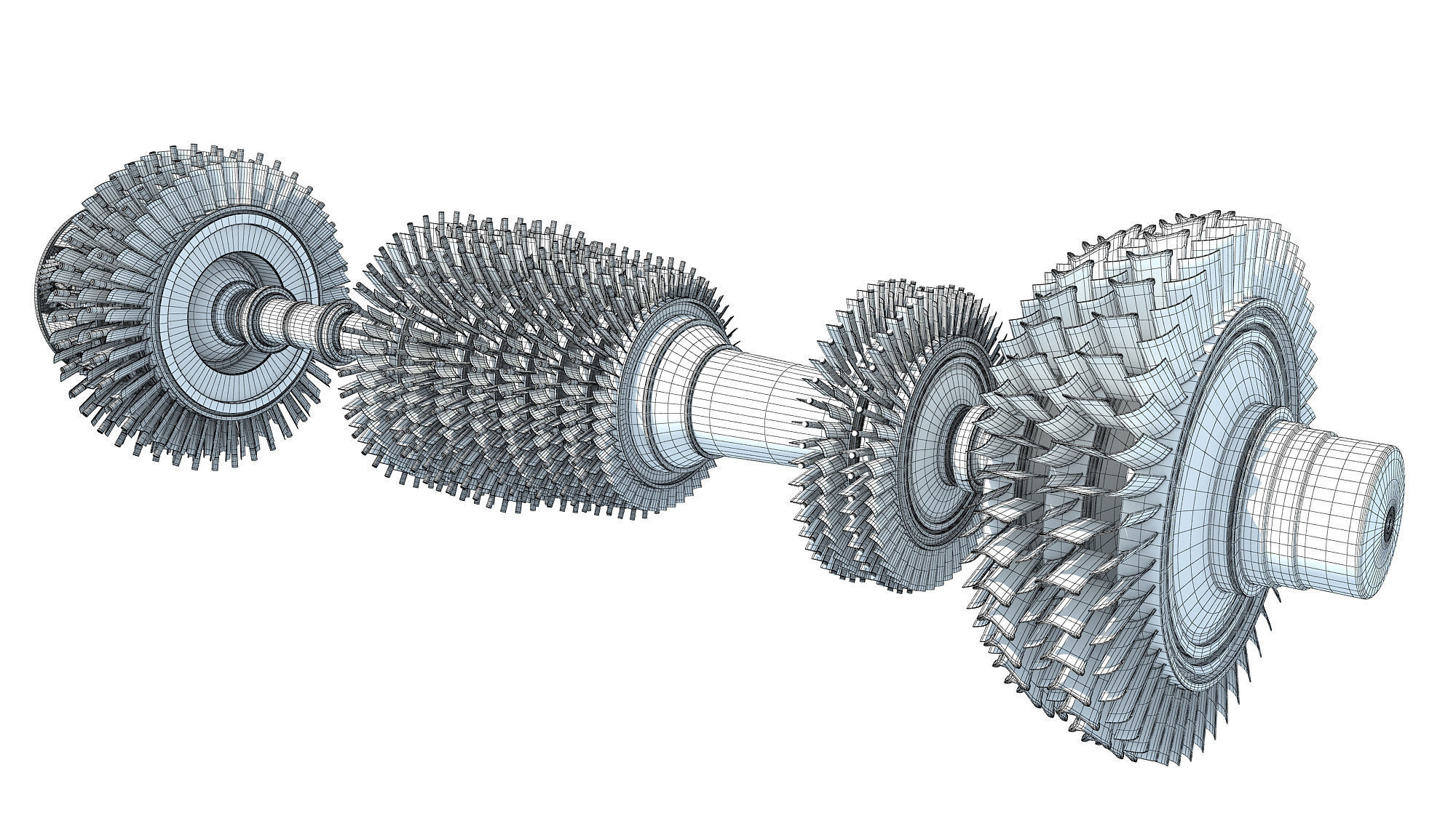 Aircraft Engine Turbine 3D model_14
