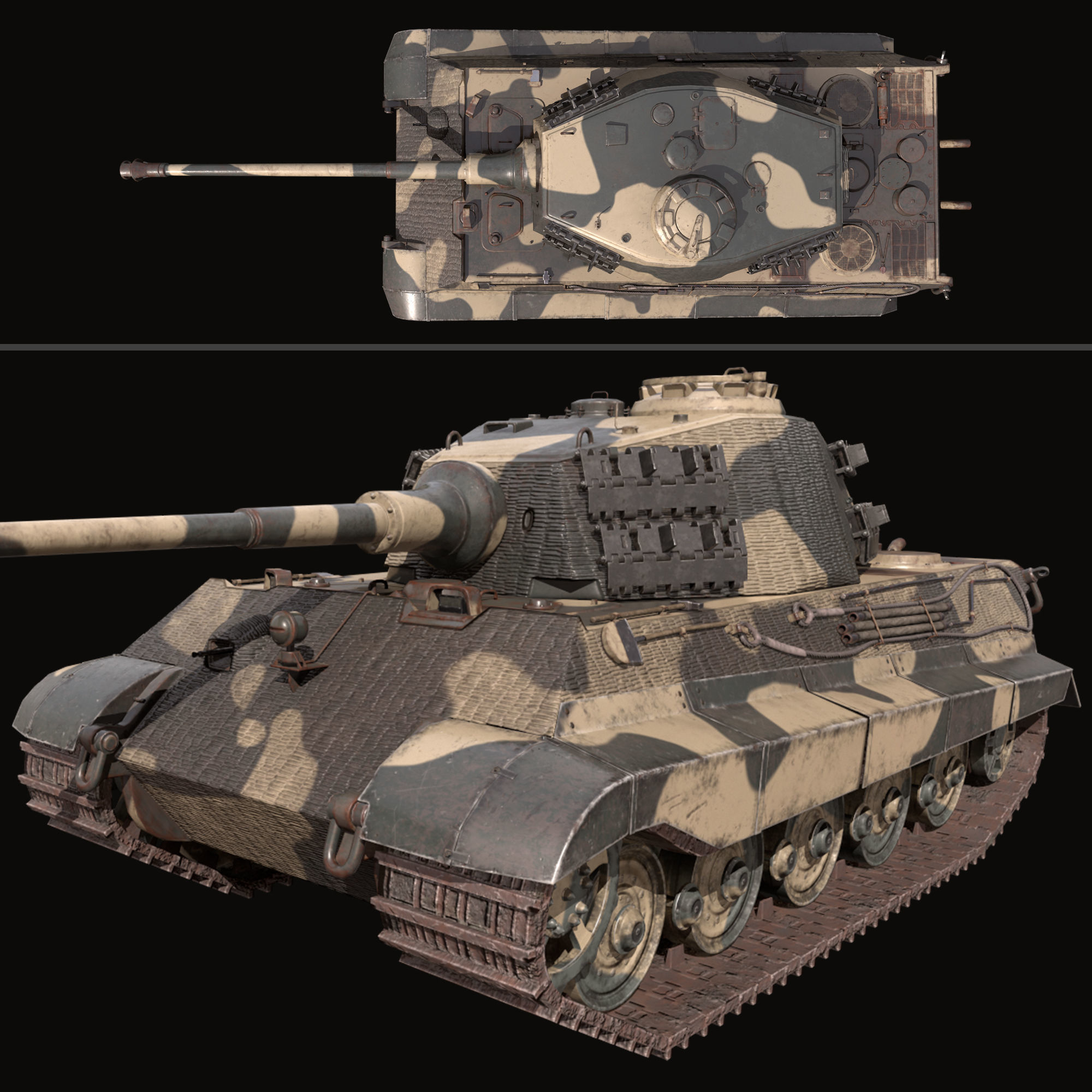 King Tiger tank low poly 3D model lowpoly CGTrader