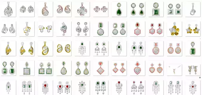 800 Women pendant  earrings jcd jewelcad bulk collection  3D print model