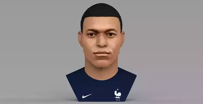 Kylian Mbappe bust ready for full color 3D printing 3D print model