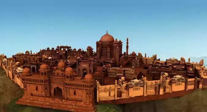 mountain fort city 3d model