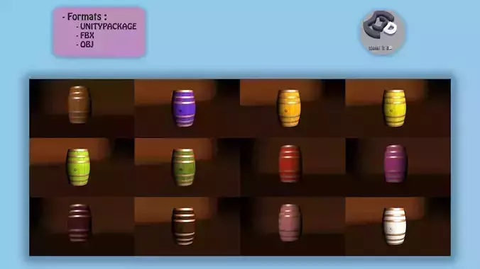 Low Poly Barrel wooden