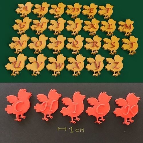 CHICK EASTER 3d letters STL file 3D print model