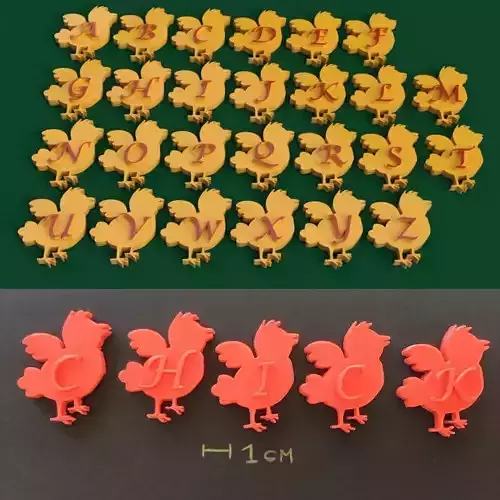 CHICK EASTER 3d letters STL file 3D print model