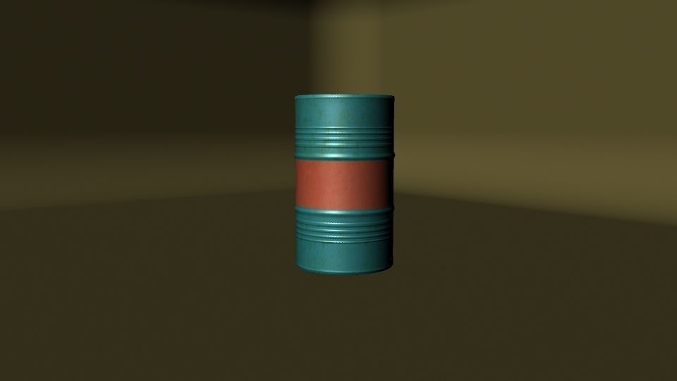 Metallic Barrels Low-poly 3D model_9