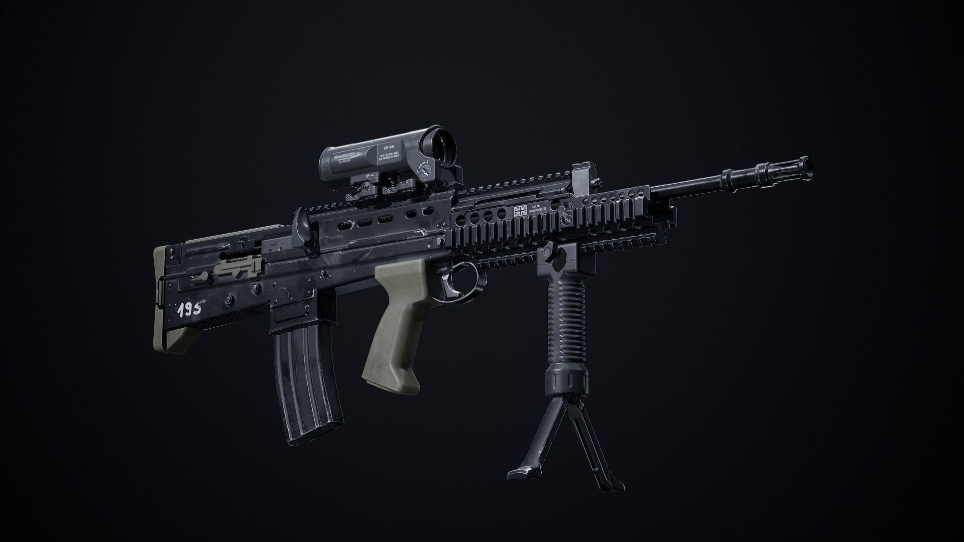 L85A2 - SA80 Variants Low-poly 3D model_1