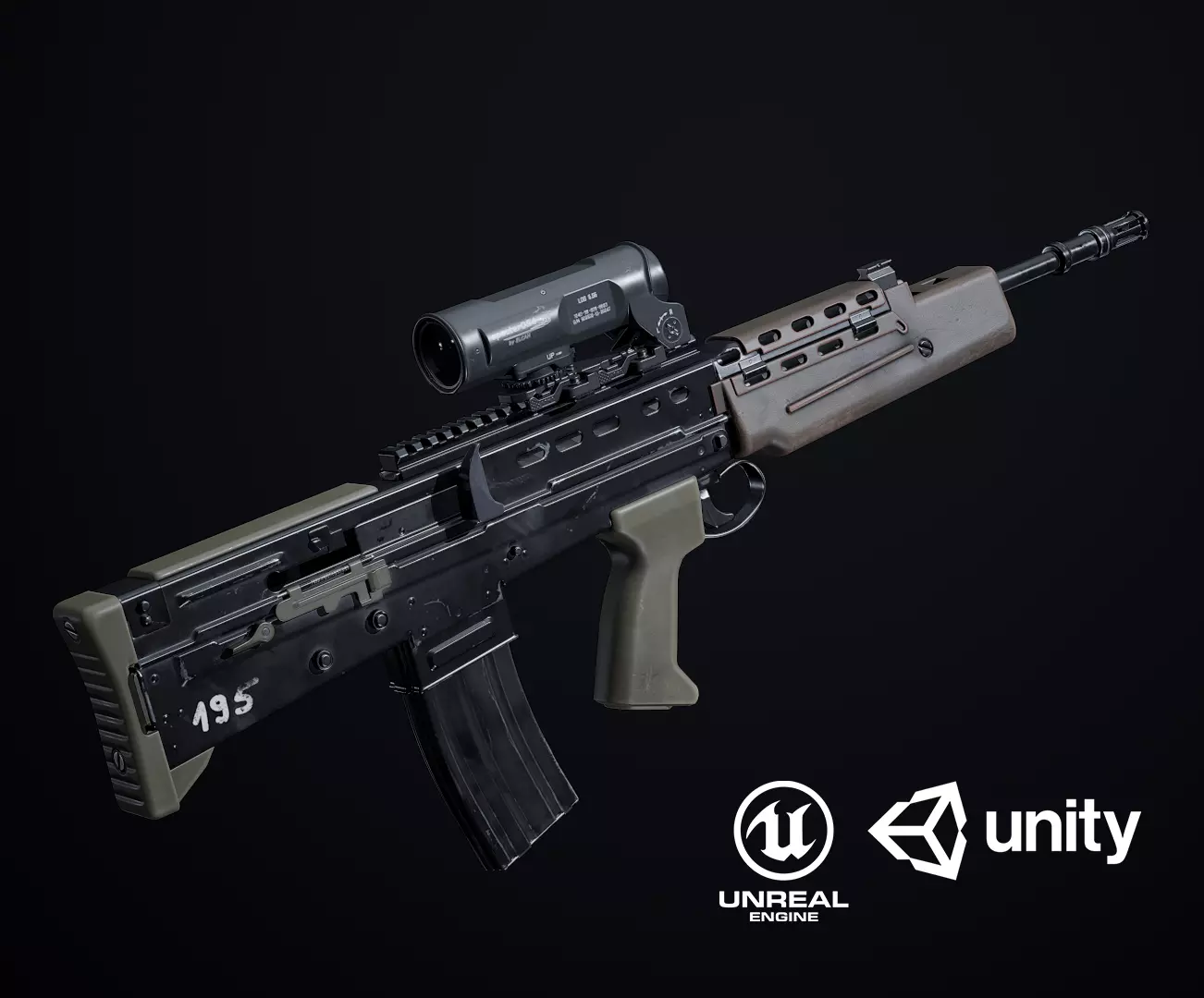 L85A2 - SA80 Variants Low-poly 3D model_0
