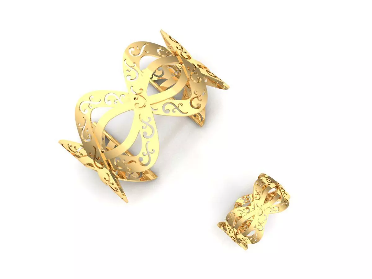 twirl bracelet and ring 3D print model
