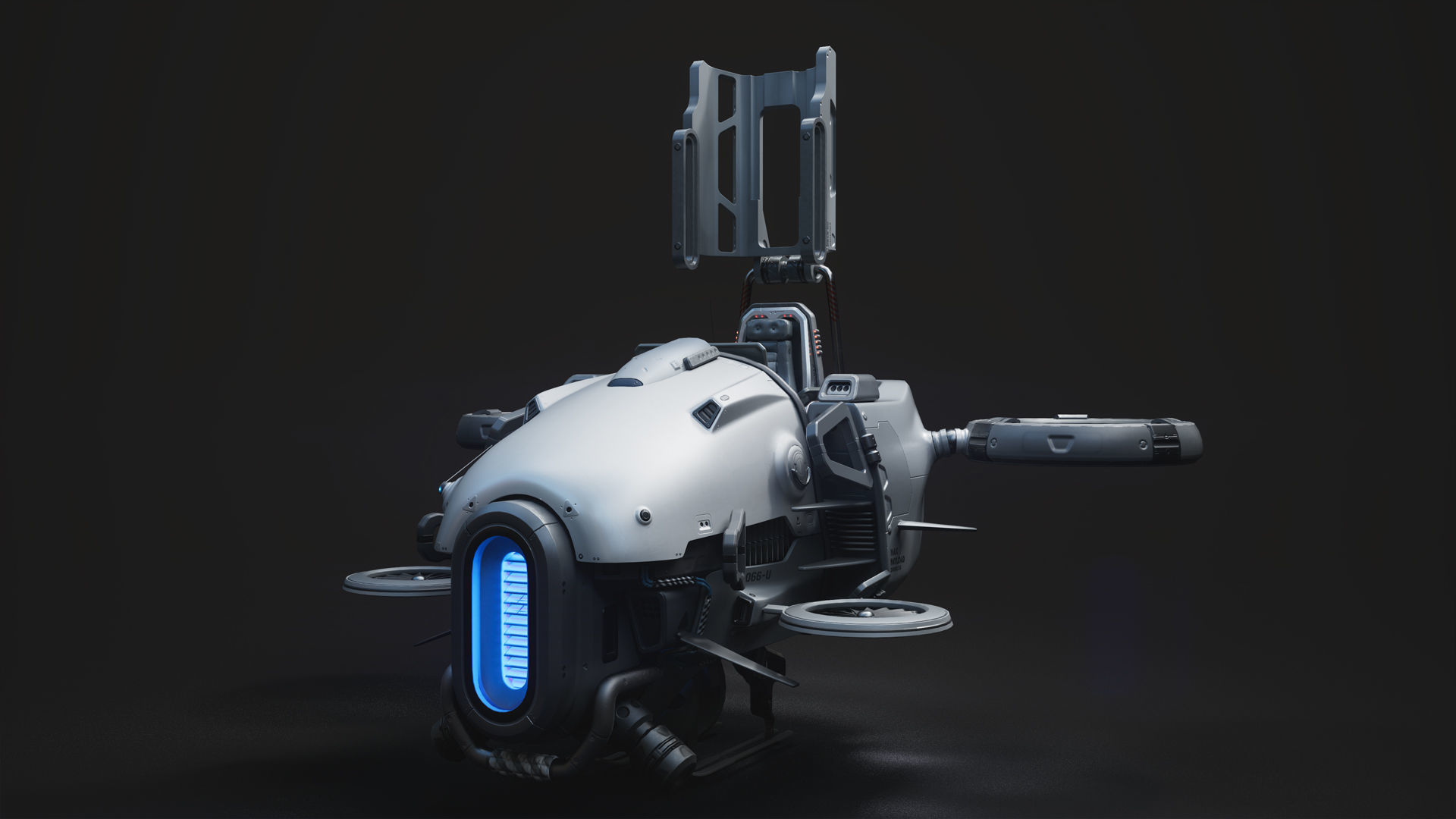 Sci Fi Aircraft Low-poly 3D model_4