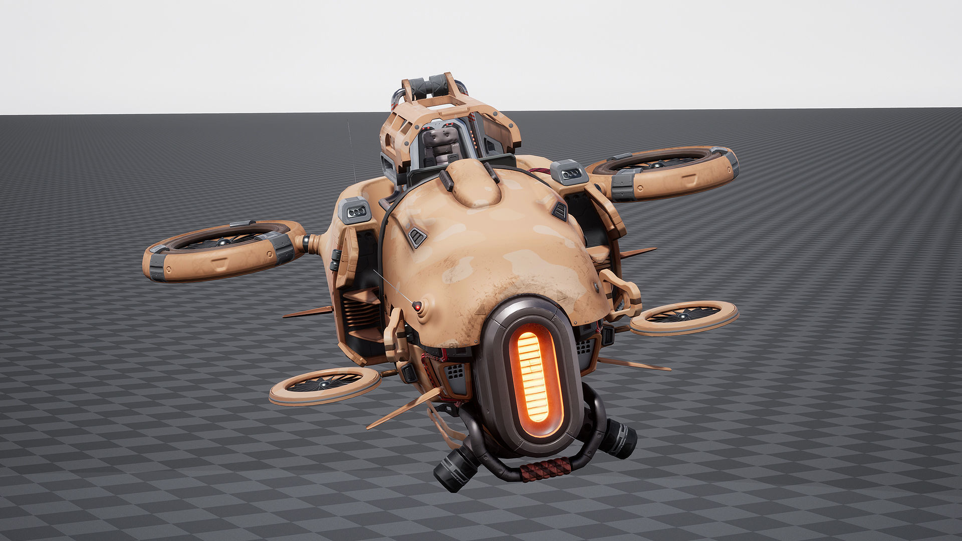 Sci Fi Aircraft Low-poly 3D model_5