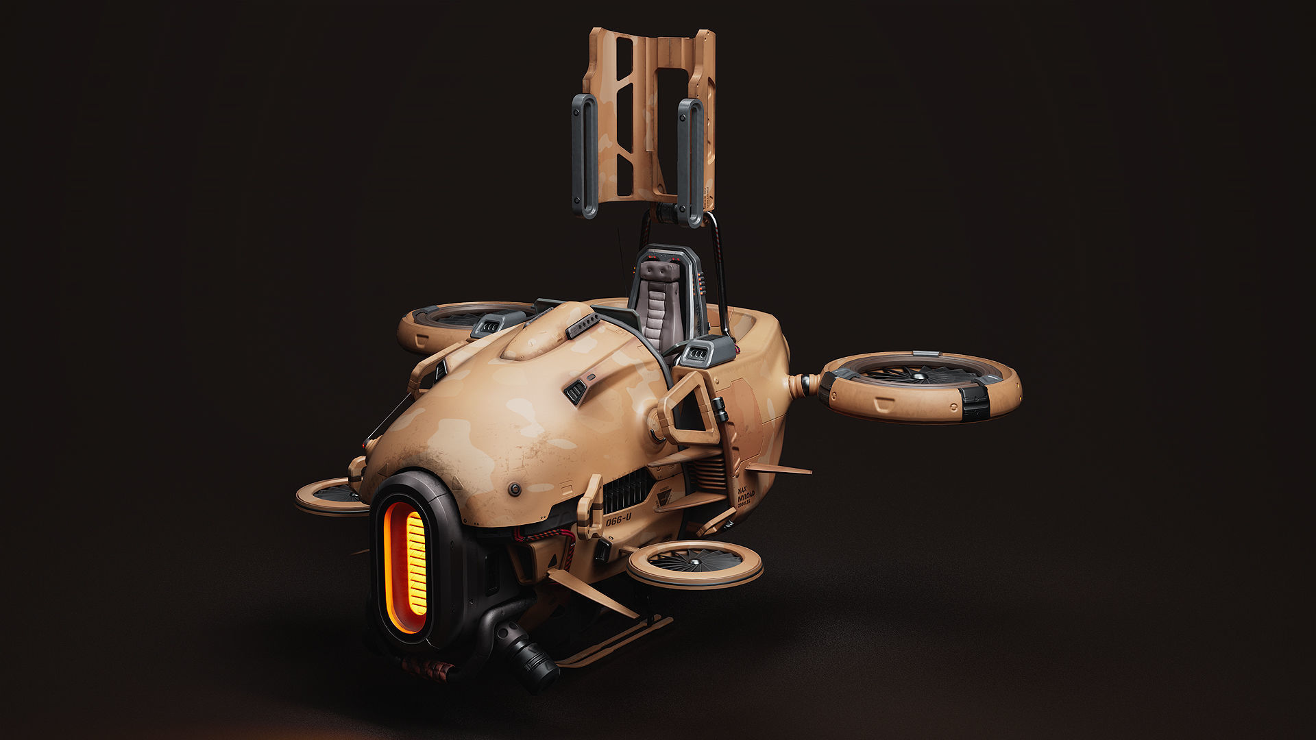 Sci Fi Aircraft Low-poly 3D model_9