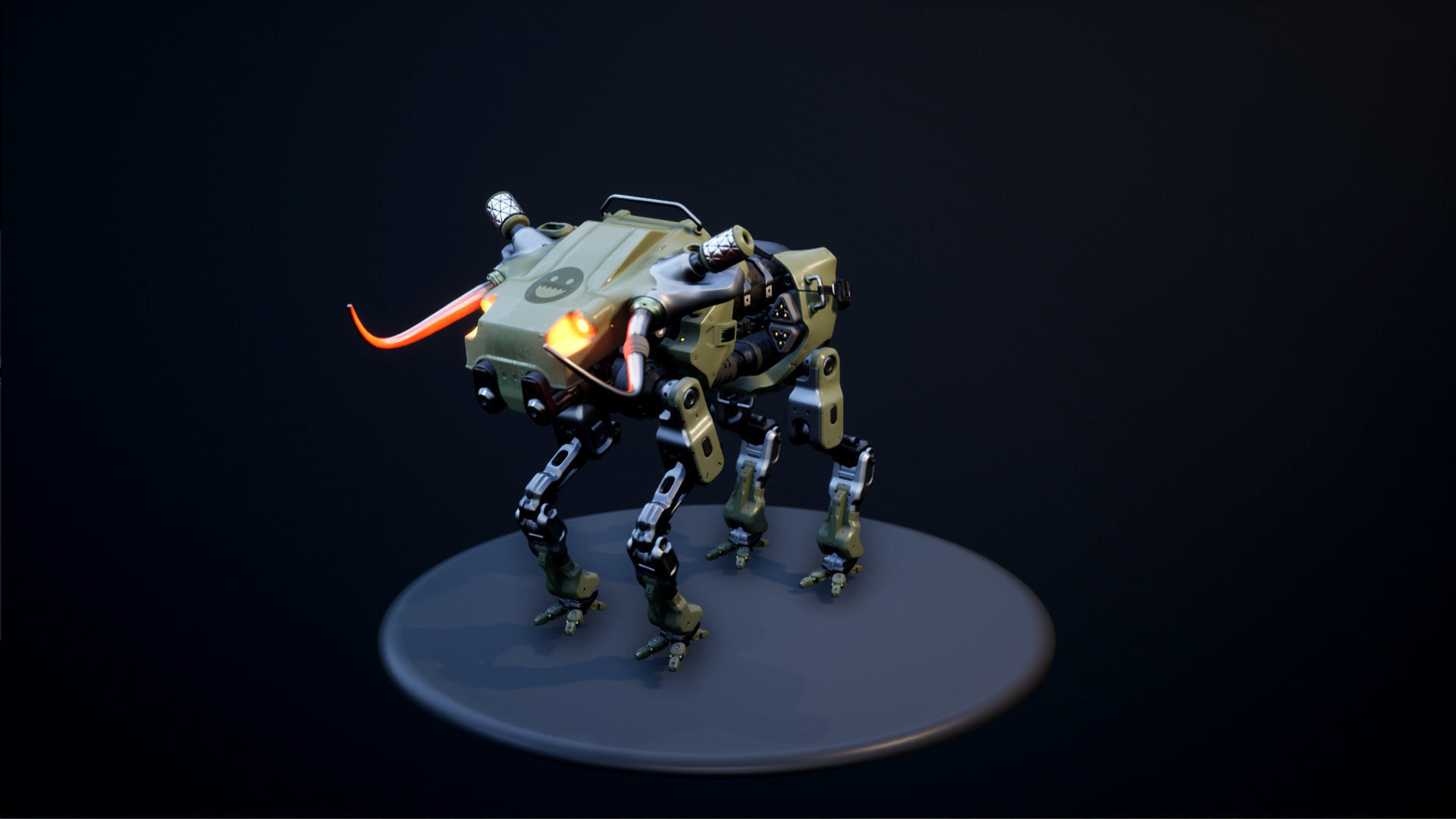 Sci fi Bull Mech Low-poly 3D model_4