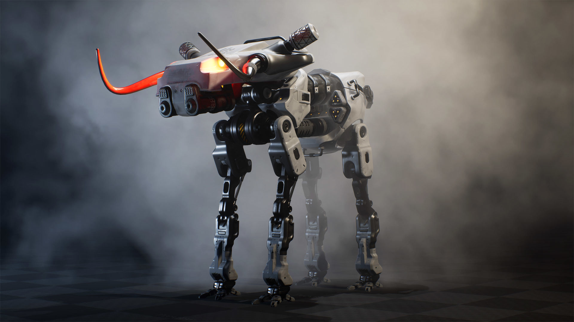 Sci fi Bull Mech Low-poly 3D model_2