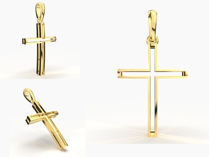 JESUS CROSS GOLD PENDANT 3D print model
