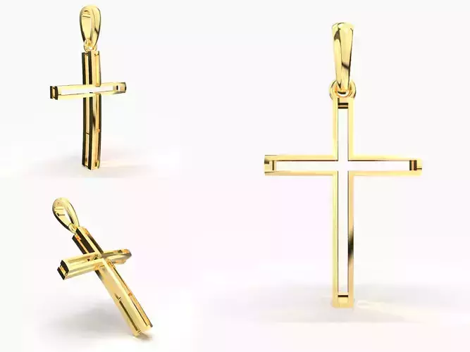 JESUS CROSS GOLD PENDANT 3D print model