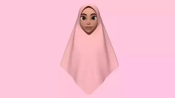 Hijab Model 6 muslim woman wearing Low-poly 3D model