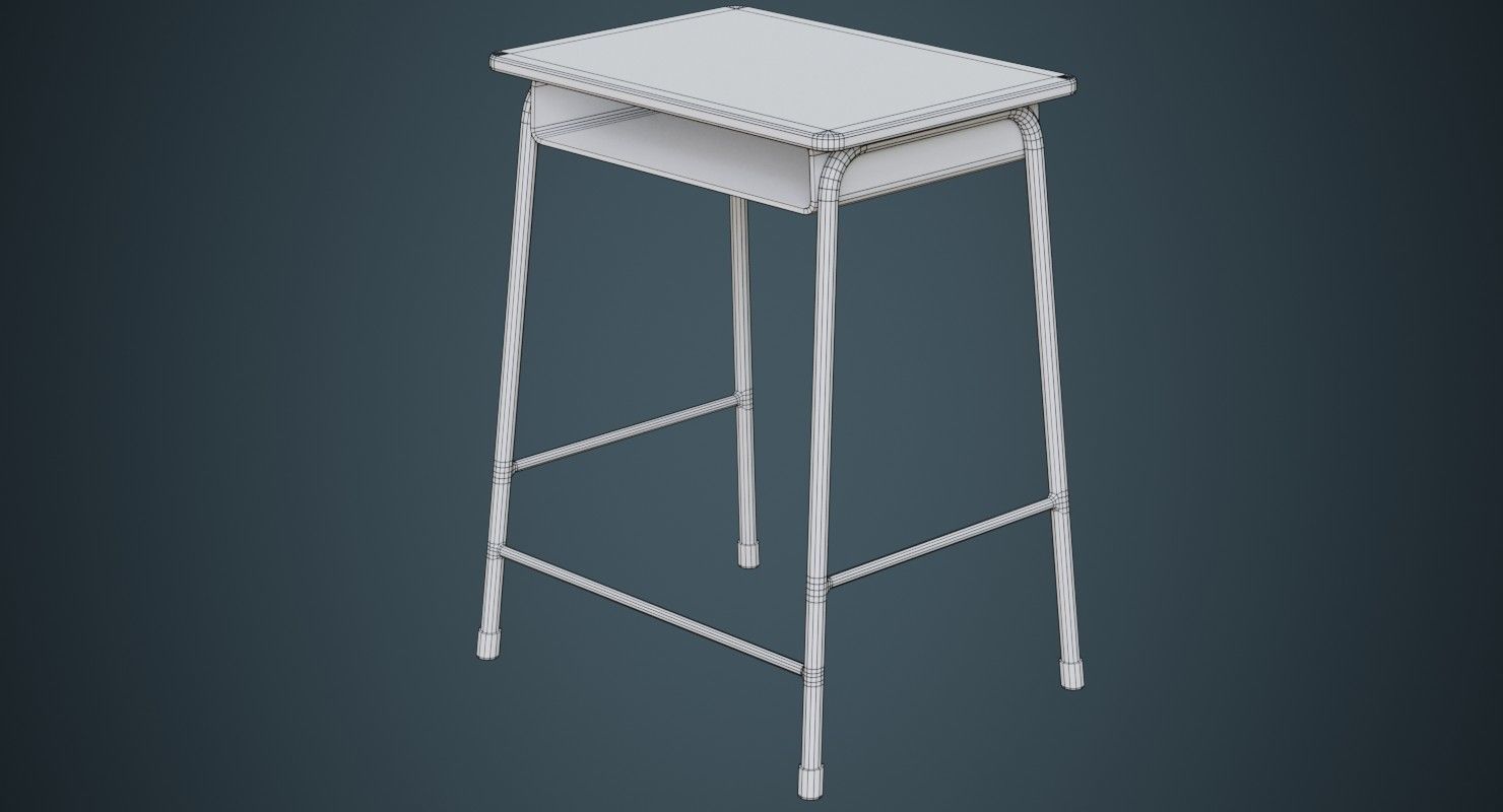 School Desk 1A Low-poly 3D model_13
