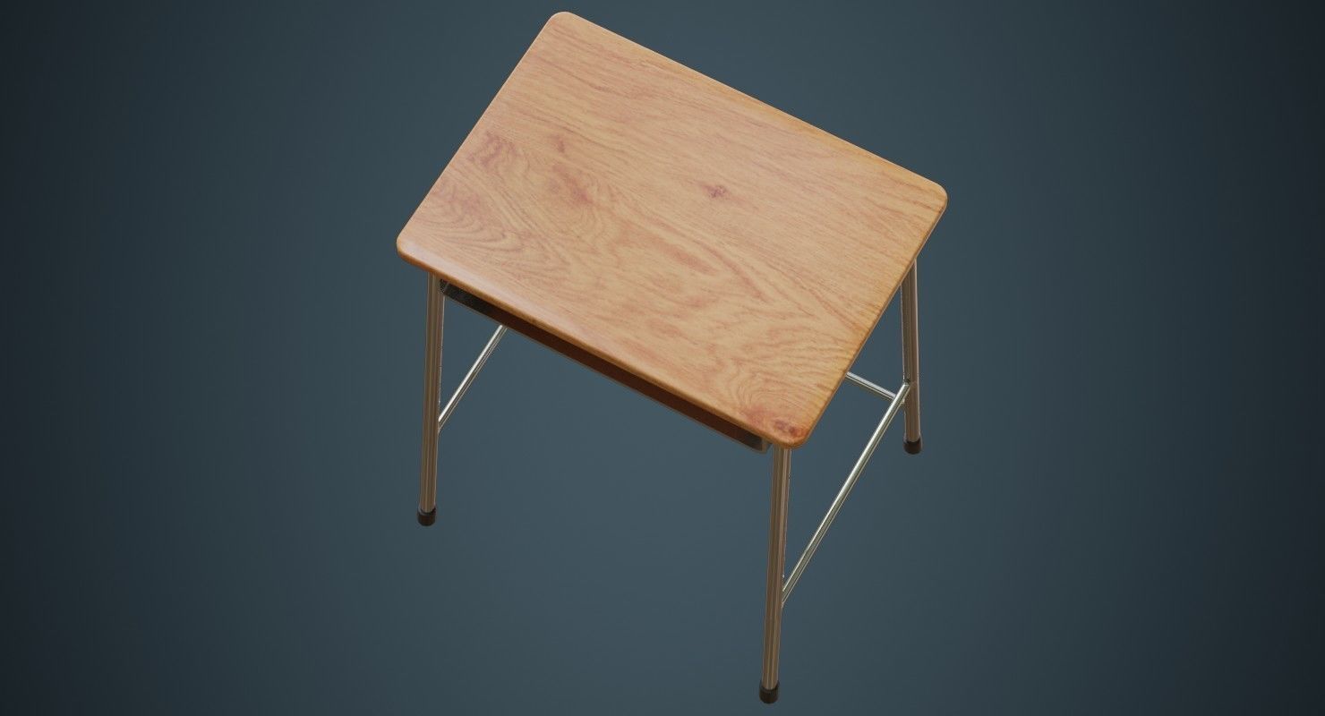 School Desk 1A Low-poly 3D model_5