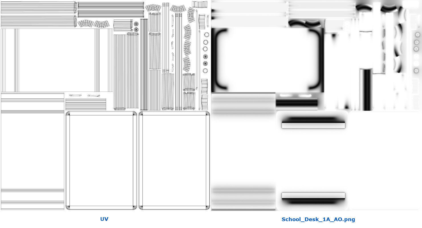 School Desk 1A Low-poly 3D model_15