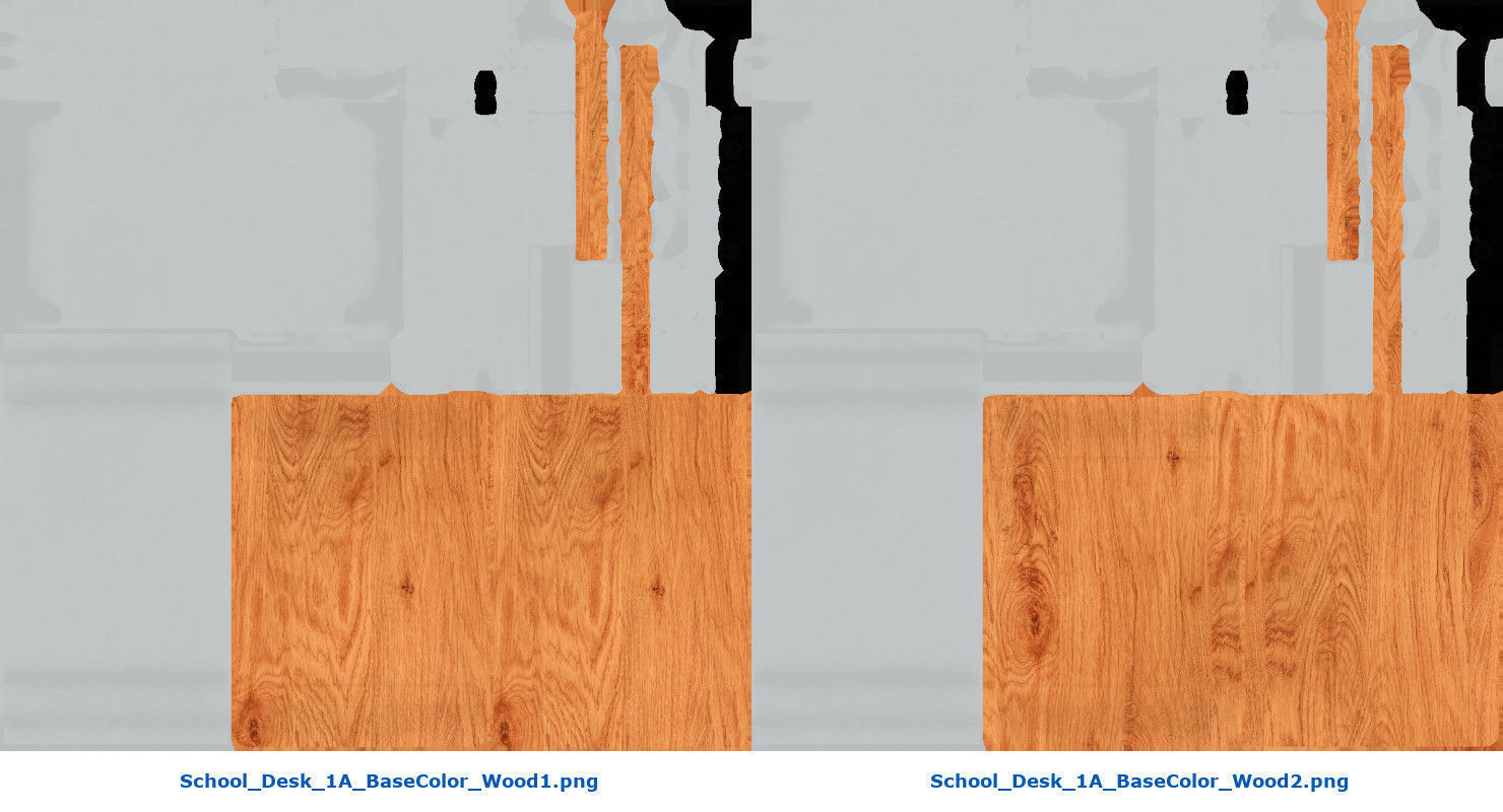 School Desk 1A Low-poly 3D model_16