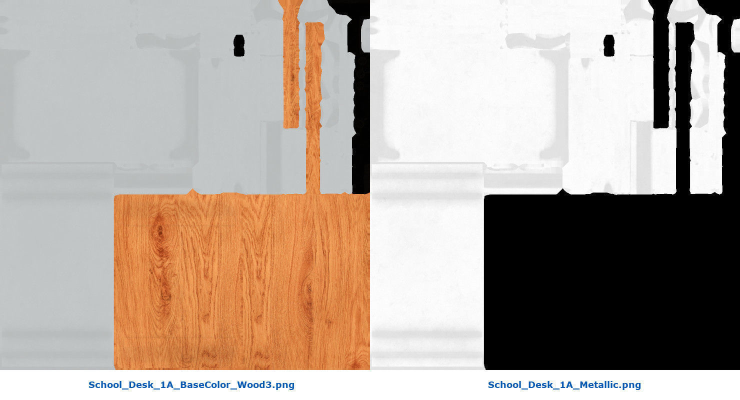 School Desk 1A Low-poly 3D model_17