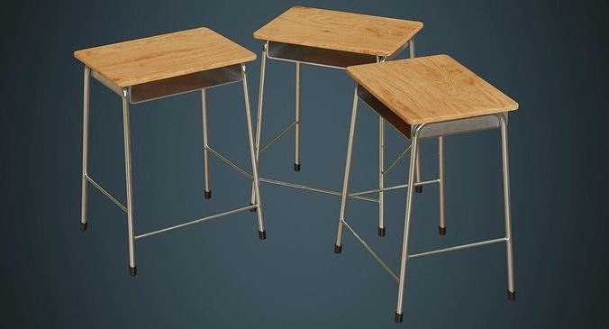 School Desk 1A Low-poly 3D model